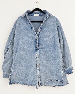 Promesa Oversized Acid Wash Soft Denim Shirt Dress